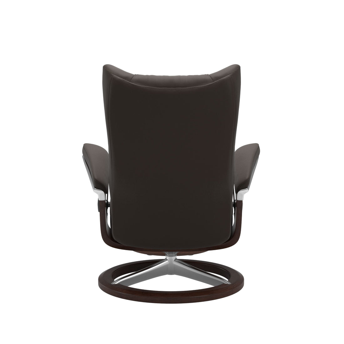 Stressless Wing Recliner Signature Base in Paloma Chestnut, Brown, back view