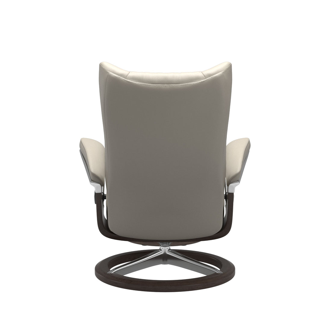 Stressless Wing Recliner Signature Base in Velaro Light Grey, Wenge, back view