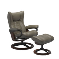 Wing Recliner - Signature Base - Velaro Forest Green - Brown (with Matte Black) Wood