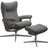 Paloma Leather Neutral Grey S/M/L & Walnut Base | Stressless Wing Signature Cross Base Recliner | Valley Ridge Furniture