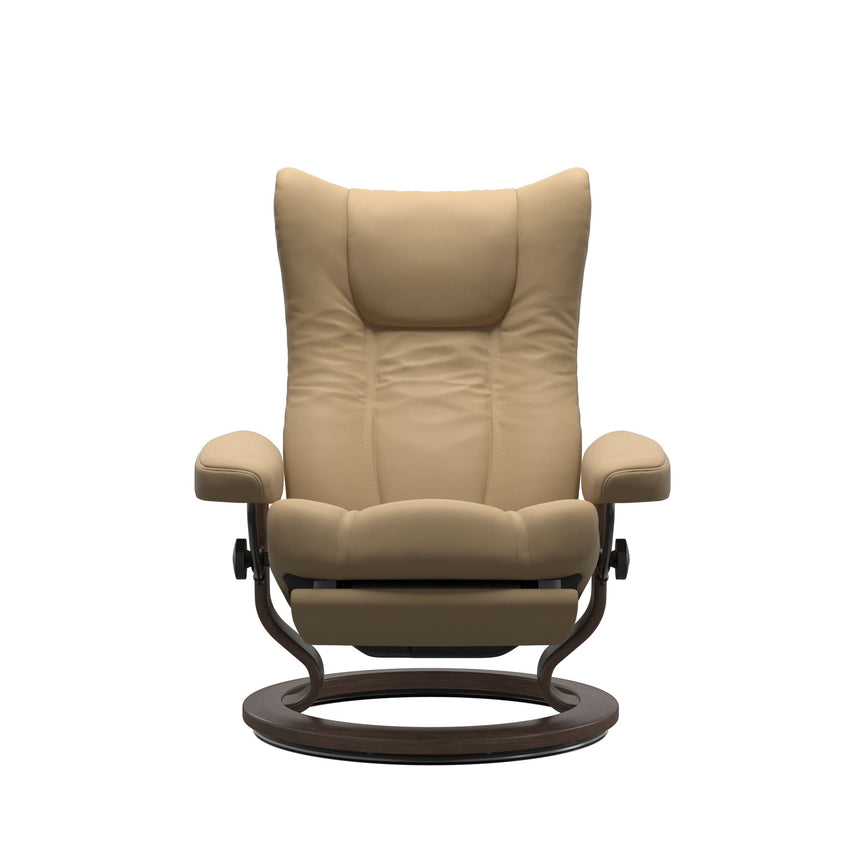 Wing Recliner - Classic Power Base - Paloma Sand - Walnut Wood