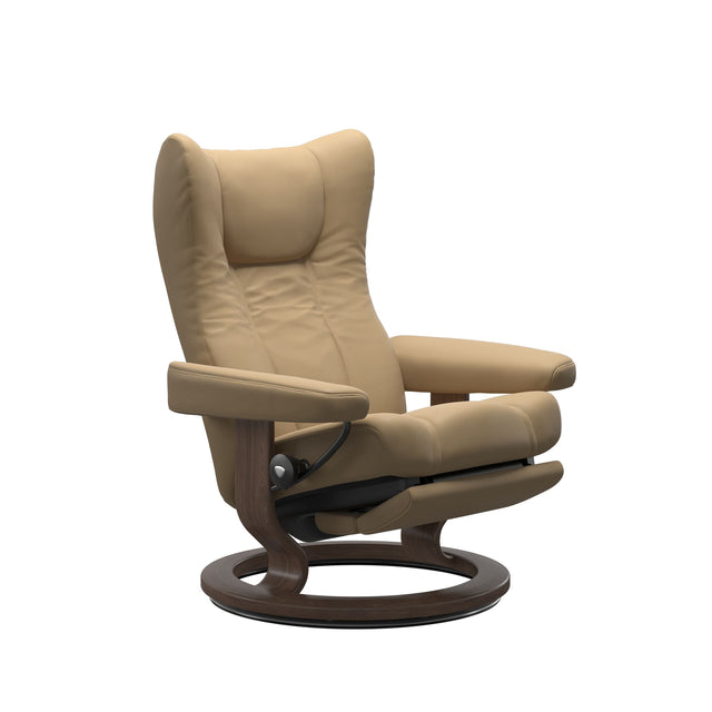Wing Recliner - Classic Power Base - Paloma Sand - Walnut Wood