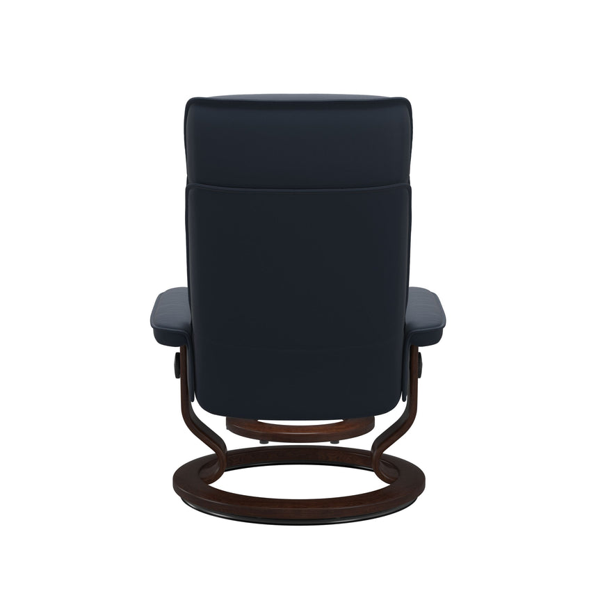 Admiral Recliner - Classic Base - Paloma Oxford Blue - Brown Wood