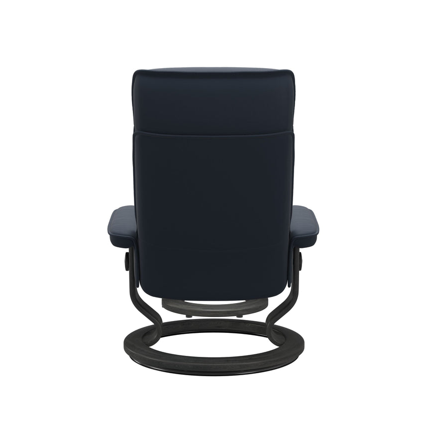 Admiral Recliner - Classic Base - Paloma Oxford Blue - Grey Wood