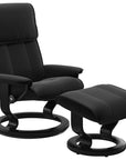 Paloma Leather Black M/L & Black Base | Stressless Admiral Classic Recliner | Valley Ridge Furniture