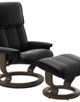 Paloma Leather Black M/L & Smoked Oak Base | Stressless Admiral Classic Recliner | Valley Ridge Furniture