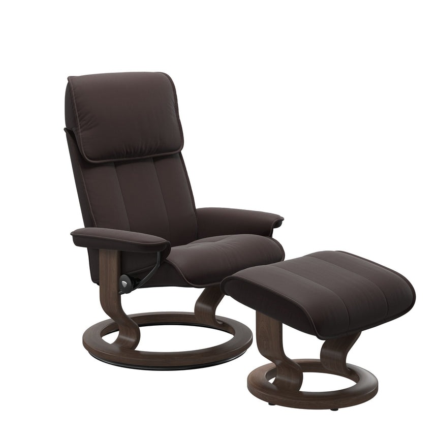 Admiral Recliner - Classic Base - Paloma Chocolate - Walnut Wood