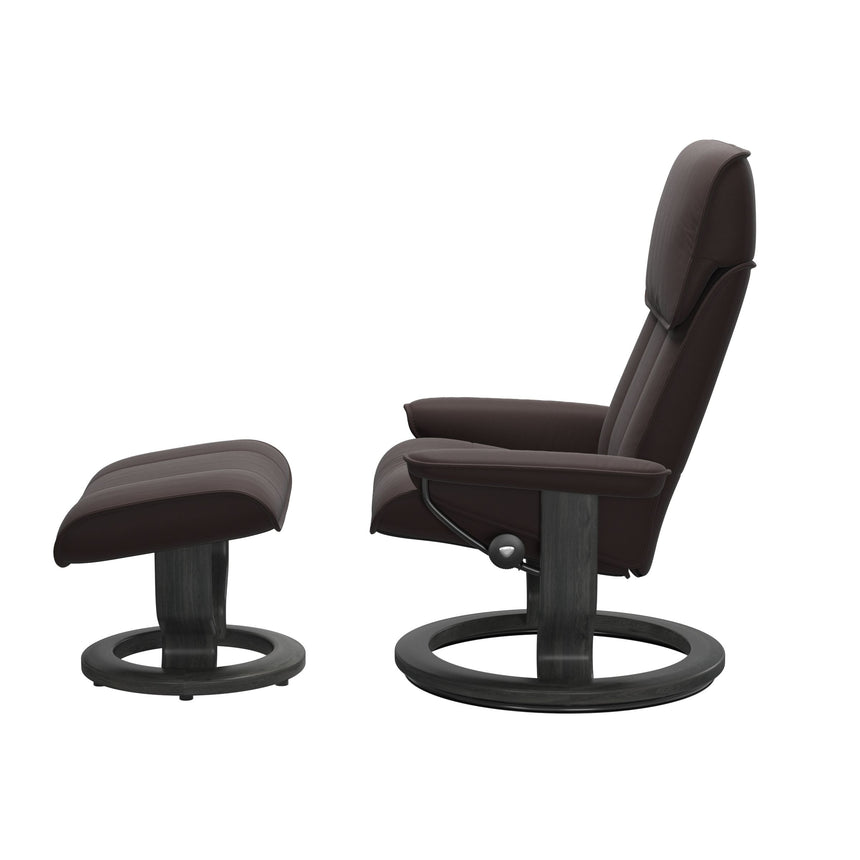 Admiral Recliner - Classic Base - Paloma Chocolate - Grey Wood