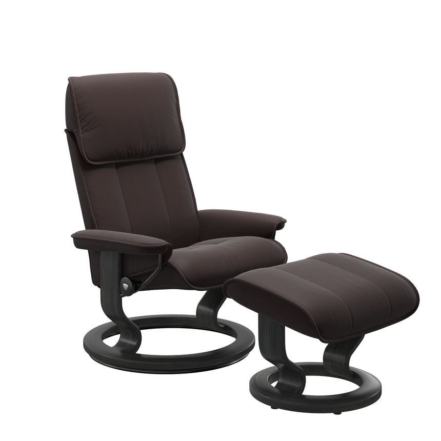 Admiral Recliner - Classic Base - Paloma Chocolate - Grey Wood