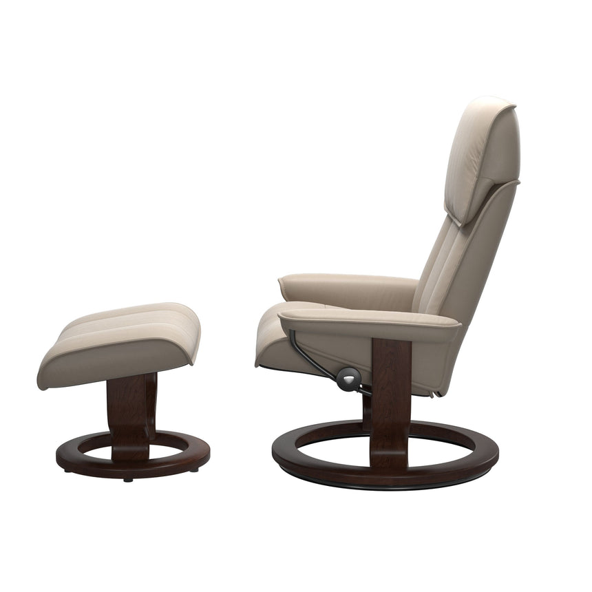 Admiral Recliner - Classic Base - Paloma Mushroom - Brown Wood