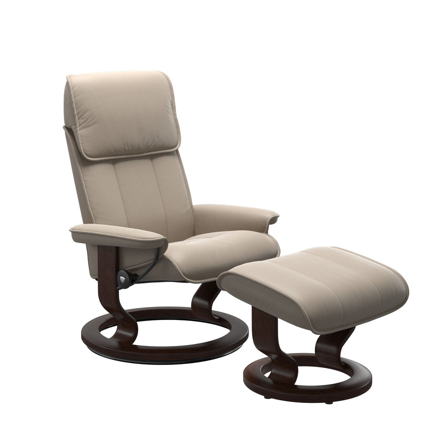 Admiral Recliner - Classic Base - Paloma Mushroom - Brown Wood