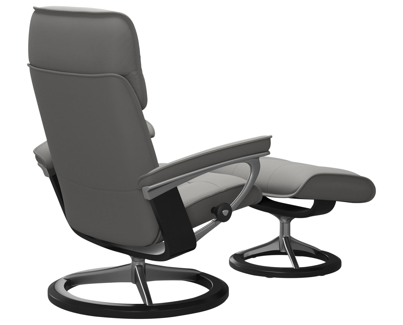 Paloma Leather Silver Grey M & Black Base | Stressless Admiral Signature Recliner | Valley Ridge Furniture