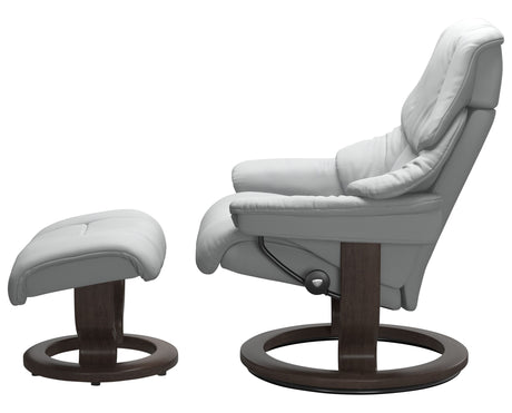 Paloma Leather Misty Grey M/L & Wenge Base | Stressless Reno Classic Recliner - Promo | Valley Ridge Furniture