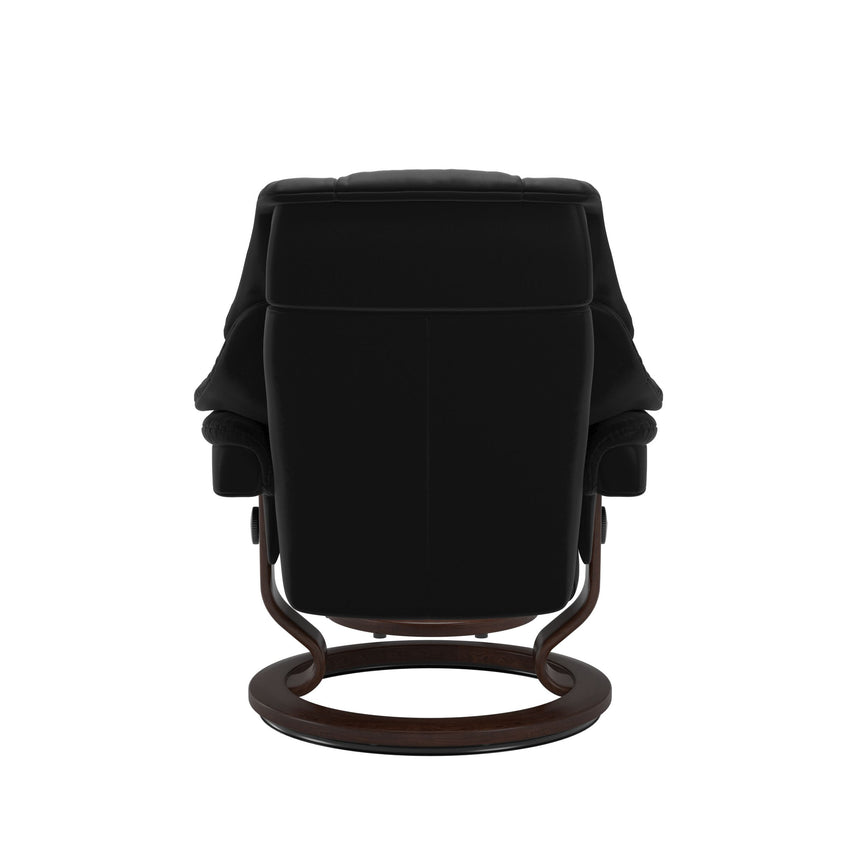 Reno Recliner - Classic Base - Paloma Black - Brown Wood