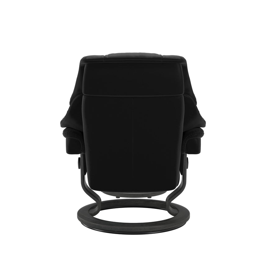 Reno Recliner - Classic Base - Paloma Black - Grey Wood