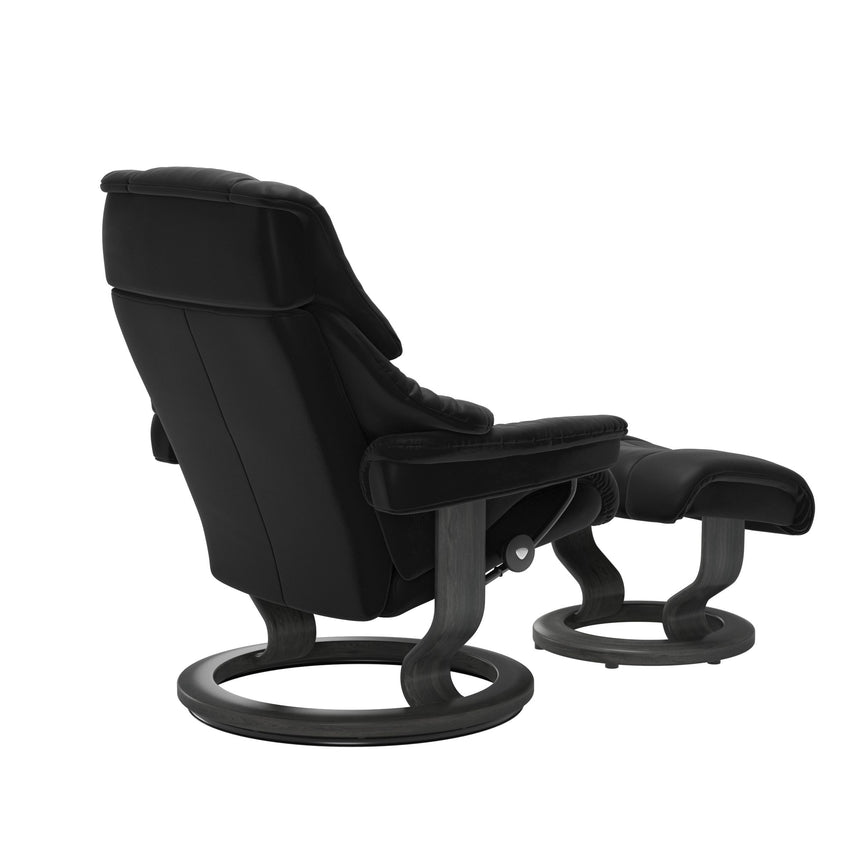 Reno Recliner - Classic Base - Paloma Black - Grey Wood