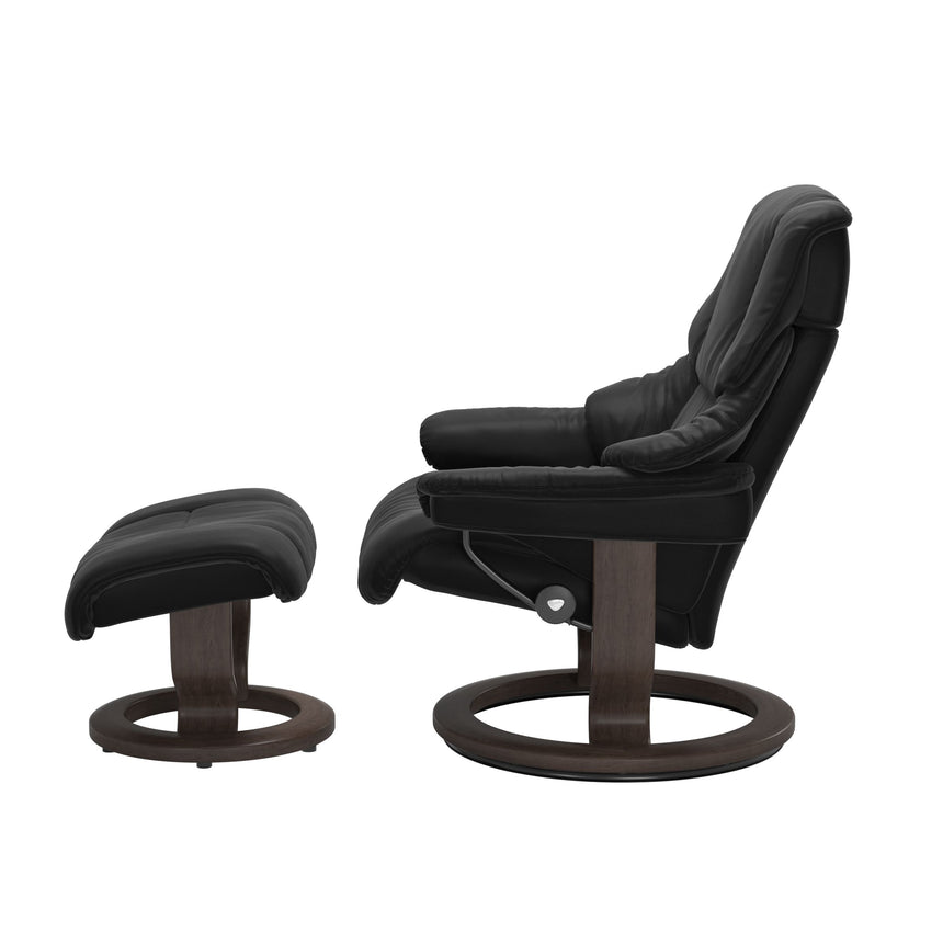 Reno Recliner - Classic Base - Paloma Black - Wenge Wood