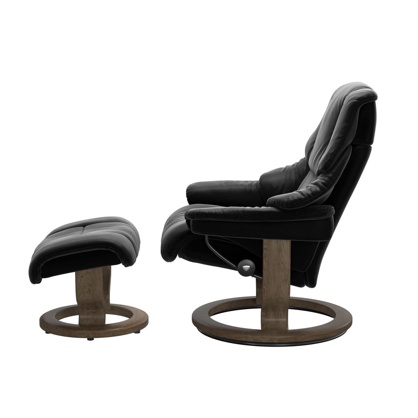 Reno Recliner - Classic Base - Paloma Black - Smoked Oak Wood