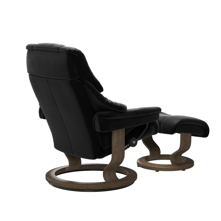 Reno Recliner - Classic Base - Paloma Black - Smoked Oak Wood