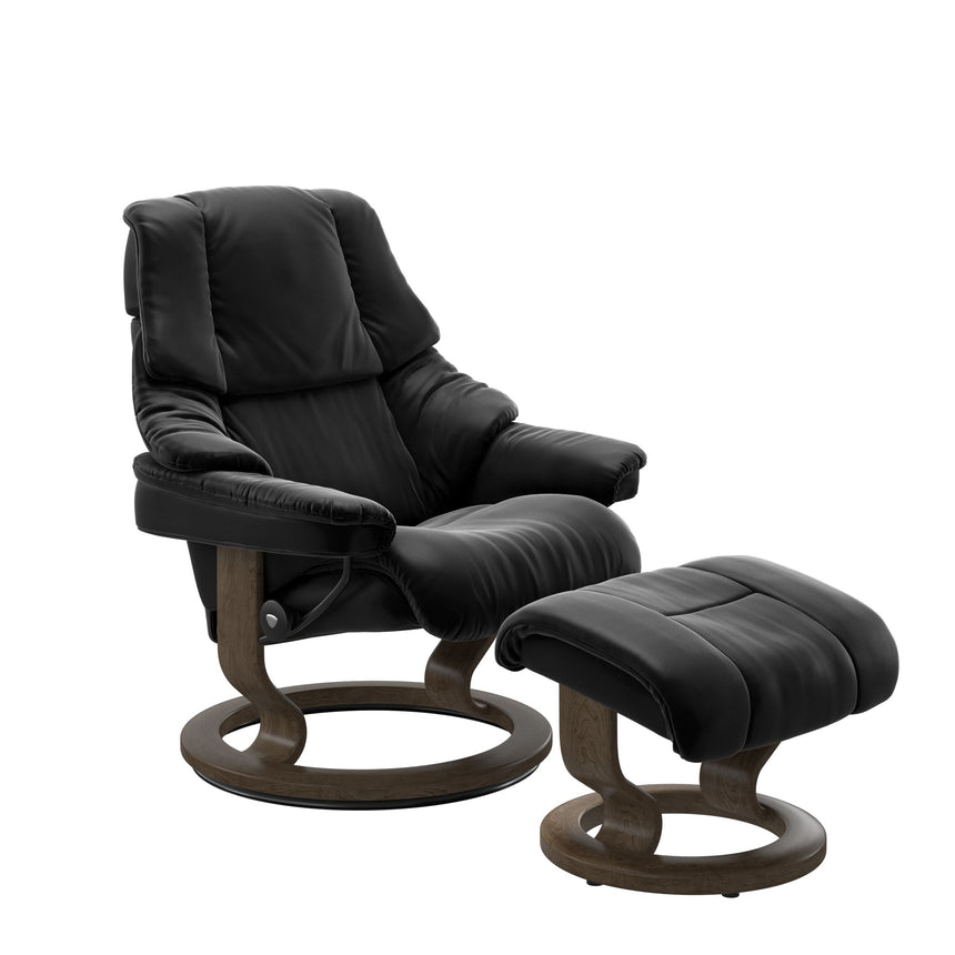 Reno Recliner - Classic Base - Paloma Black - Smoked Oak Wood
