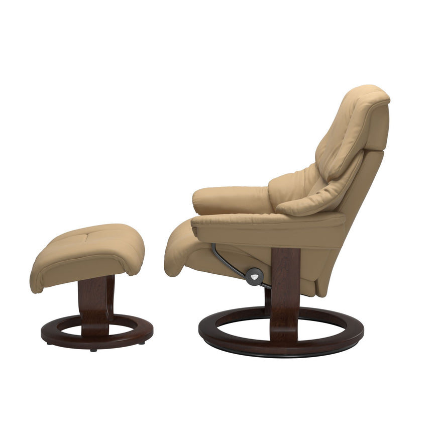 Reno Recliner - Classic Base - Paloma Sand - Brown Wood