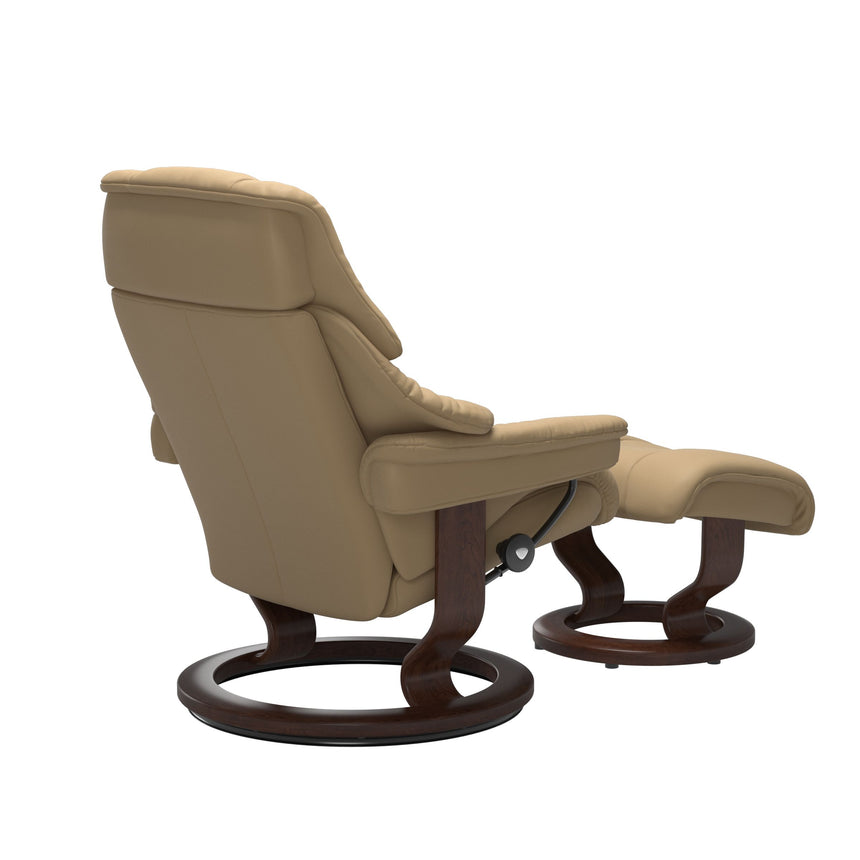 Reno Recliner - Classic Base - Paloma Sand - Brown Wood