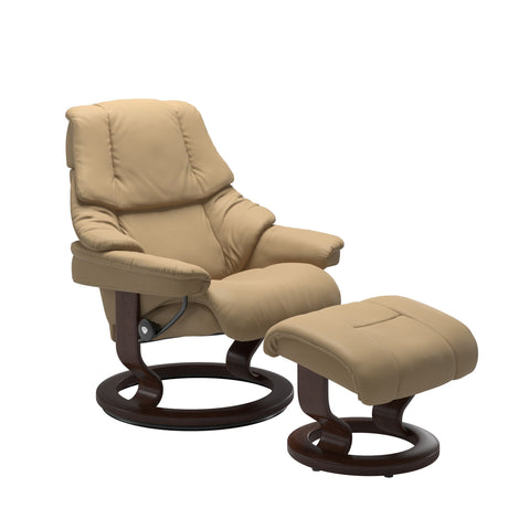 Reno Recliner - Classic Base - Paloma Sand - Brown Wood