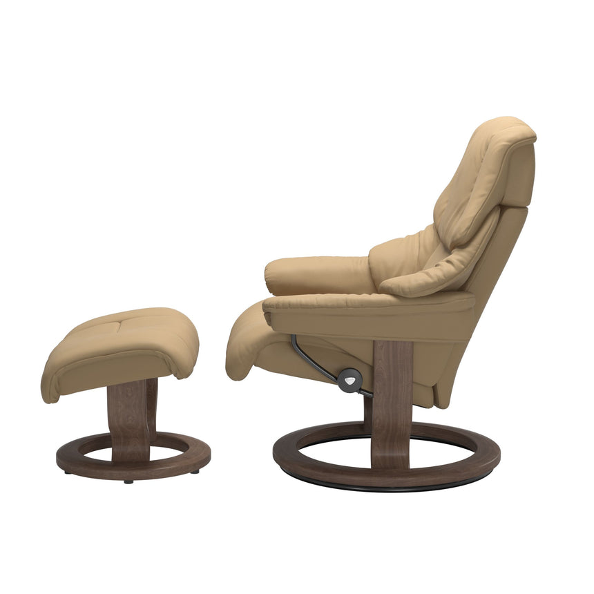 Reno Recliner - Classic Base - Paloma Sand - Walnut Wood