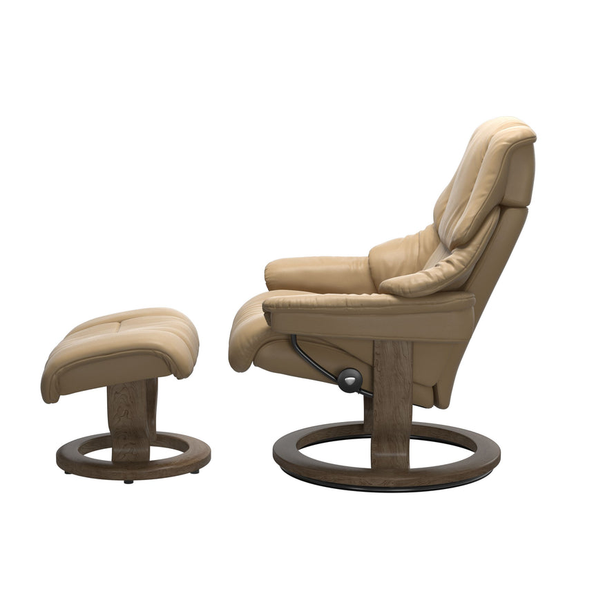 Reno Recliner - Classic Base - Paloma Sand - Smoked Oak Wood