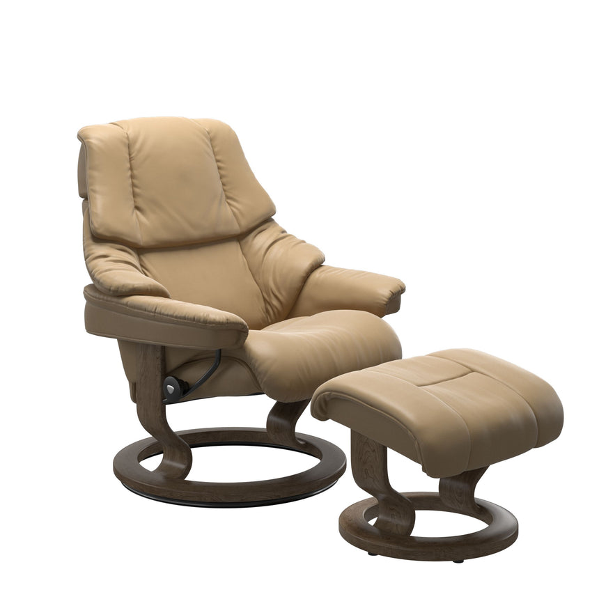 Reno Recliner - Classic Base - Paloma Sand - Smoked Oak Wood