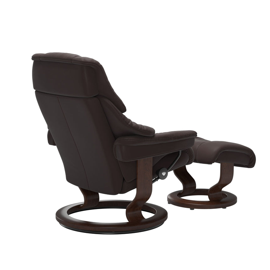 Reno Recliner - Classic Base - Paloma Chocolate - Brown Wood