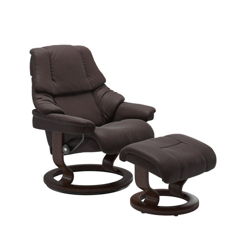 Reno Recliner - Classic Base - Paloma Chocolate - Brown Wood