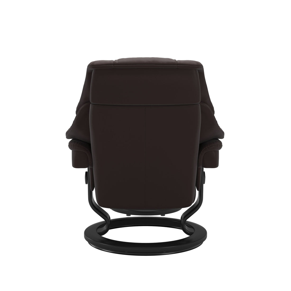 Stressless Reno Recliner Classic Base in Paloma Chocolate, Black, back view