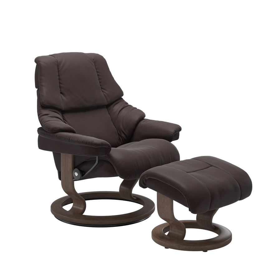 Reno Recliner - Classic Base - Paloma Chocolate - Walnut Wood