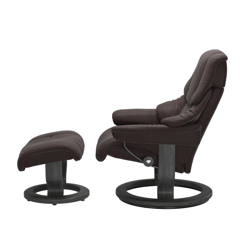 Reno Recliner - Classic Base - Paloma Chocolate - Grey Wood