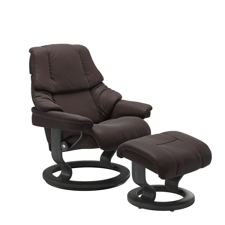 Reno Recliner - Classic Base - Paloma Chocolate - Grey Wood
