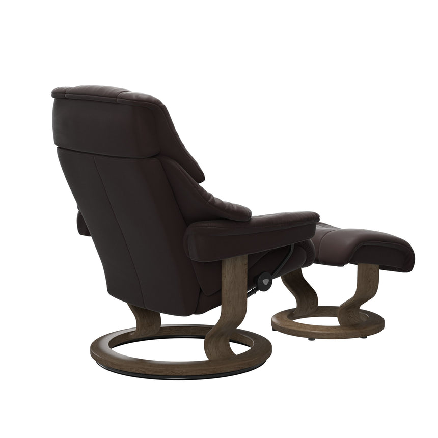 Reno Recliner - Classic Base - Paloma Chocolate - Smoked Oak Wood
