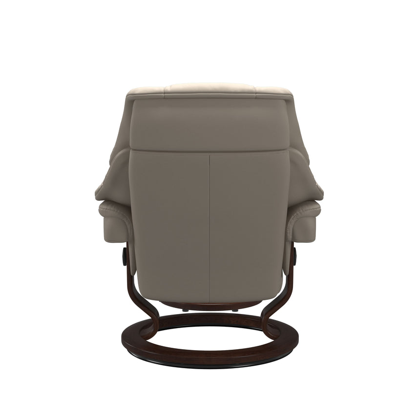Reno Recliner - Classic Base - Paloma Fog - Brown Wood