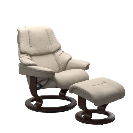 Reno Recliner - Classic Base - Paloma Fog - Brown Wood