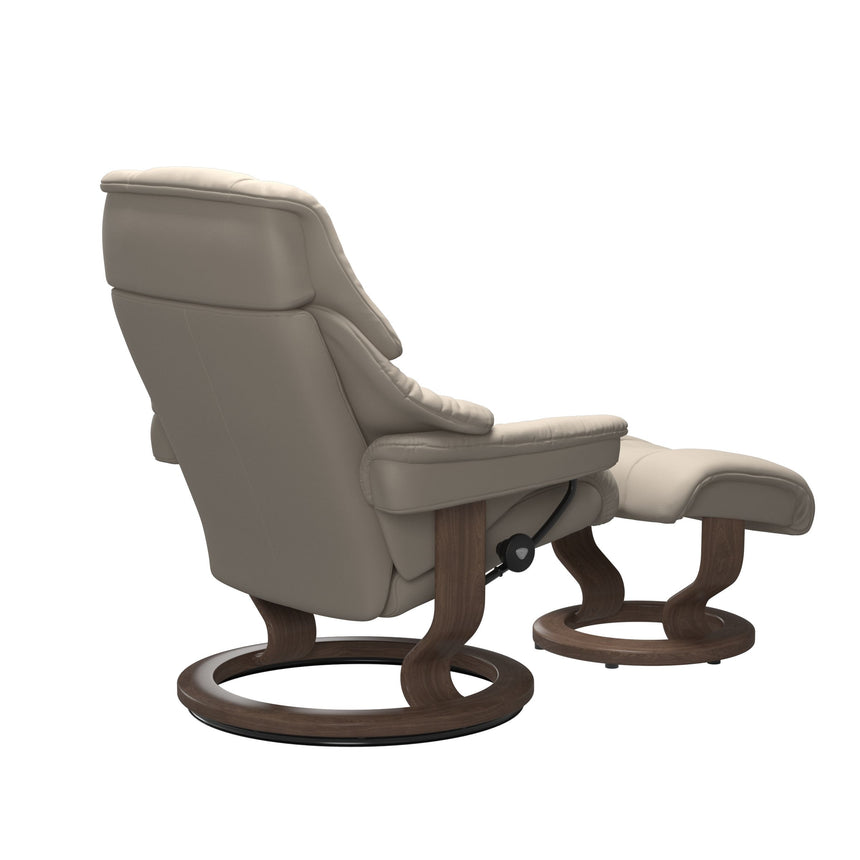 Reno Recliner - Classic Base - Paloma Fog - Walnut Wood