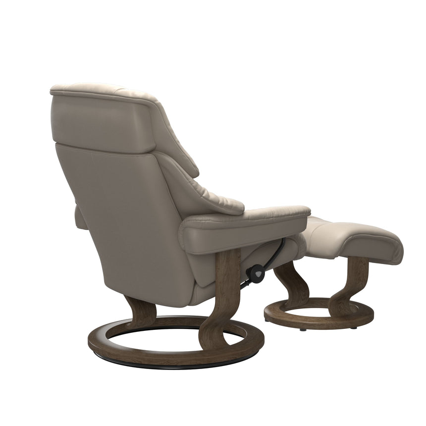 Reno Recliner - Classic Base - Paloma Fog - Smoked Oak Wood