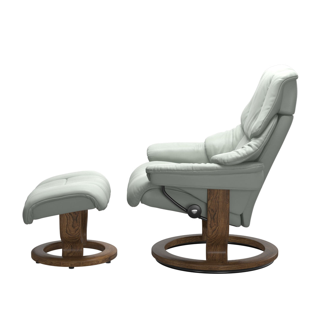 Stressless Reno Recliner Classic Base in Paloma Breezy Blue, Teak, side view