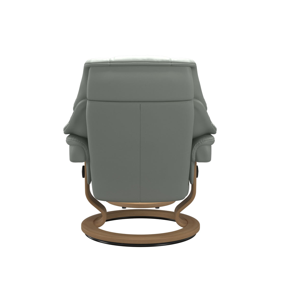 Stressless Reno Recliner Classic Base in Paloma Breezy Blue, Oak, back view