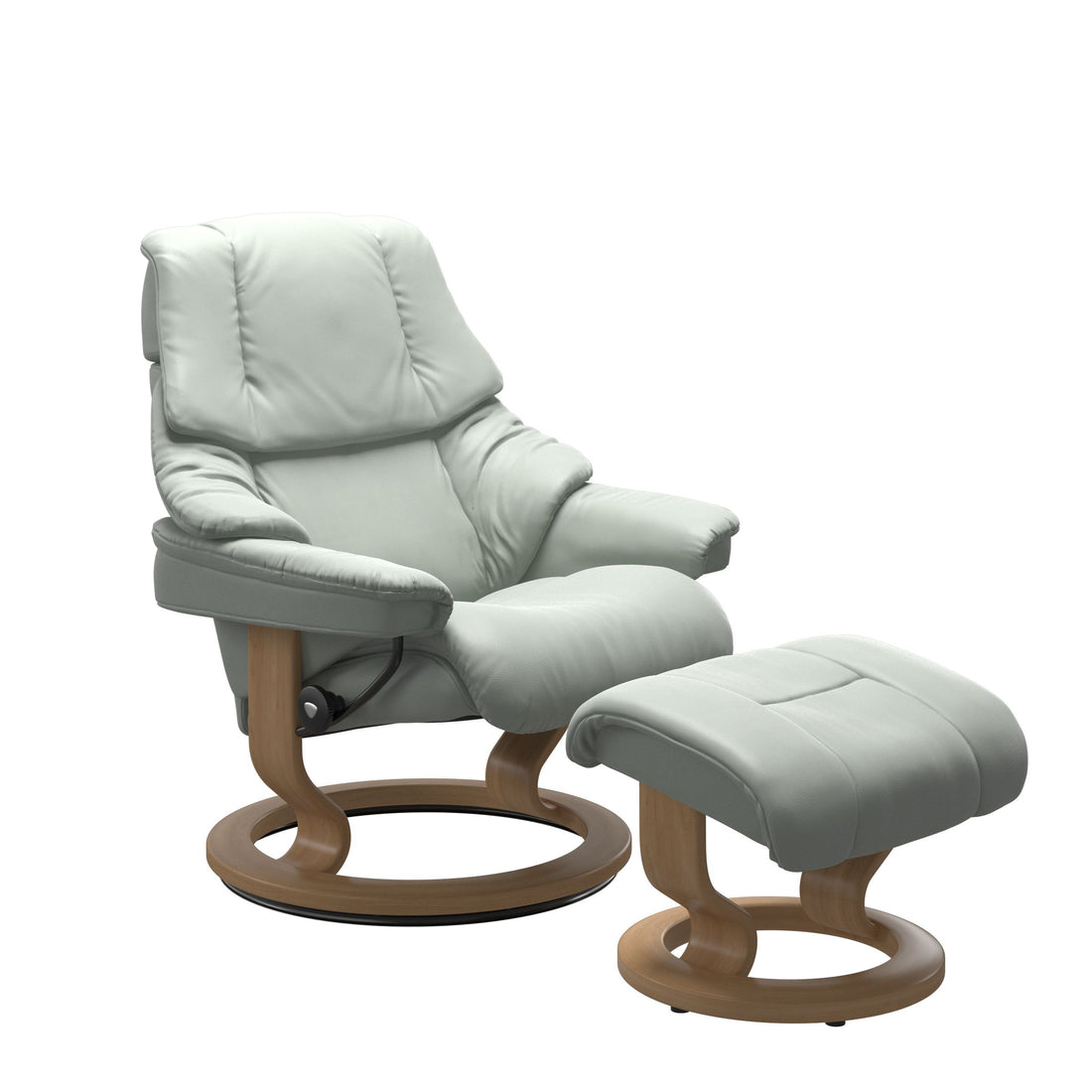 Stressless Reno Recliner Classic Base in Paloma Breezy Blue, Oak, front view
