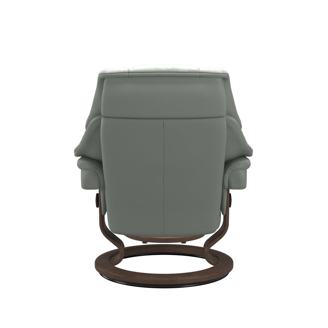 Stressless Reno Recliner Classic Base in Paloma Breezy Blue, Walnut, back view
