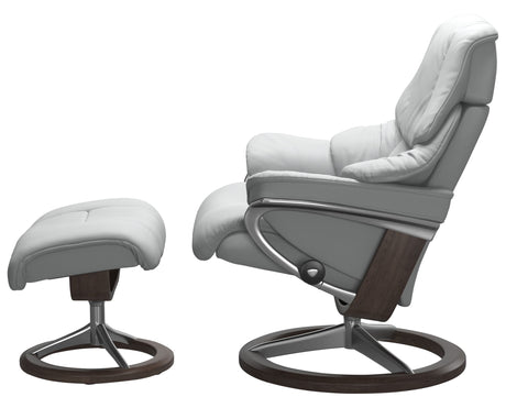 Paloma Leather Misty Grey M/L & Wenge Base | Stressless Reno Signature Recliner - Promo | Valley Ridge Furniture