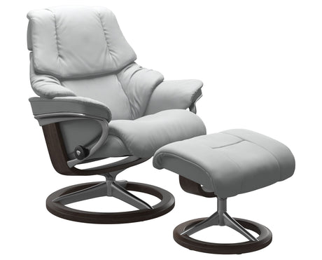 Paloma Leather Misty Grey M/L & Wenge Base | Stressless Reno Signature Recliner - Promo | Valley Ridge Furniture