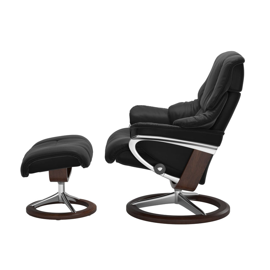 Reno Recliner - Signature Base - Paloma Black - Brown Wood