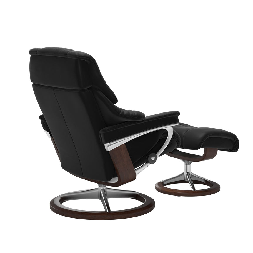 Reno Recliner - Signature Base - Paloma Black - Brown Wood