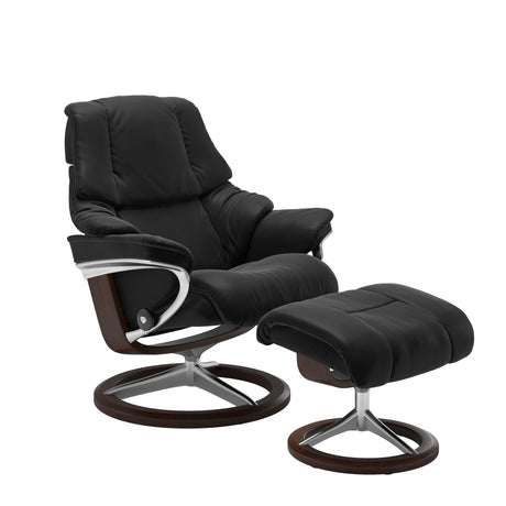 Reno Recliner - Signature Base - Paloma Black - Brown Wood
